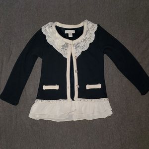 Richie House Fancy Lace Trim Cardigan